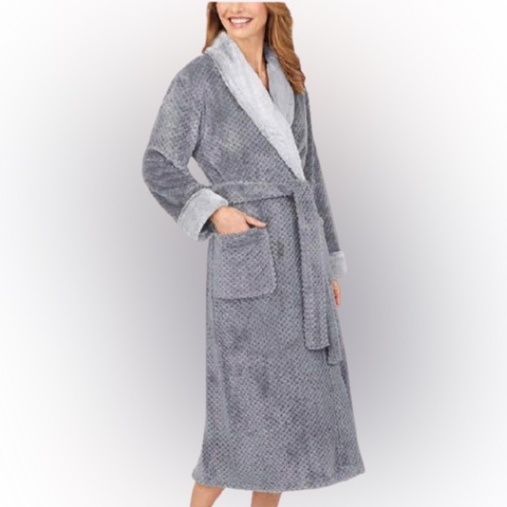 Carole Hochman Textured Plush Wrap Luxuriously Soft Wrap Womens Long Robe Size M